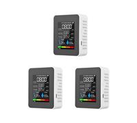 3X Monitor de Calidad del Aire 5 en 1 TVOC HCHO Medidor de CO2 de Temperatura y Humedad, Detector de CO2 Recargable por USB