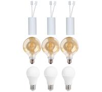 3X Müller-Licht LED Renolamp Portalámparas 2-in-1 Blanco E27 3 X 9W + Filamento