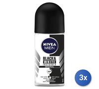 3x Nivea Black & White Hombre Desodorante Roll-On 50 Ml 1 Pz