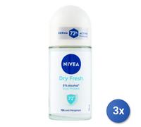 3x Nivea Dry Fresh Roll-On 50 Ml
