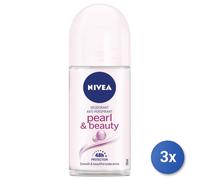 3X Nivea Pearl & Beauty Mujer Desodorante Roll-On 50 Ml 1 Pz