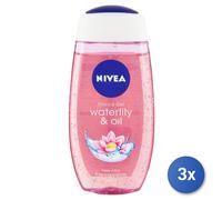 3X Nivea Waterlily & Oil Gel De Ducha Para Mujer Flor 250 Ml