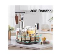 3X Organizador Giratorio de Madera Antideslizante para Gabinete, Despensa, Encimera de Cocina, Refrigerador, Especiero, Negro Carbonizado