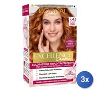 3X Paquete L’Oréal Paris Excellence Crema Rubio Dorado 7.43