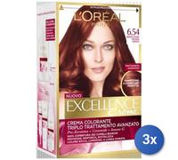 3X Paquete L’Oréal Paris Excellence Crème Rubio Oscuro Castaño Rojizo 6.54