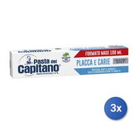 3X Pasta Capitano Dentífrico 100 Ml. Placa Y Caries Azul Hecho En Italia