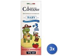 3X Pasta Capitano Dentífrico 75 Ml. Junior 3+ Fresa