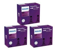 3X Philips VisionPlus DuoPack H7 Halógeno Hasta 60% Más Luz 55W 12V