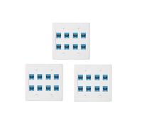 3X Placa de Pared Ethernet 8 Puertos - Doble Banda Cat6 RJ45 Conector Cable de Red Placa Frontal Hembra Una Hembra - Azul