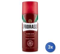 3x Proraso Espuma De Afeitar Barbas Duras 400 Ml