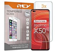 3X Protector de Pantalla para OPPO REALME X50 Pro 5G - REALME V15 - OPPO RENO6 - RENO8 - REALME 10 4G, Cristal Vidrio Templado Premium
