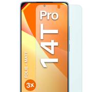 3x Protector Mate para Xiaomi 14T Pro Protector Pantalla Móvil Fino Anti Reflex