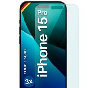 3x Protector para Apple iPhone 15 Pro Protector Pantalla HD Transparente Flex...