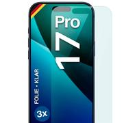 3x Protector para iPhone 17 Pro Protector de Pantalla Lámina Móvil HD Flexibl...