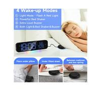 3X Reloj Vibratorio con Alarma Súper Fuerte y Vibrador Que Hace Temblar la Cama. Varios Modos de Visualización con Colorida Luz Nocturna LED RGB