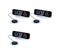 3X Reloj Vibratorio con Alarma Súper Fuerte y Vibrador Que Hace Temblar la Cama. Varios Modos de Visualización con Colorida Luz Nocturna LED RGB