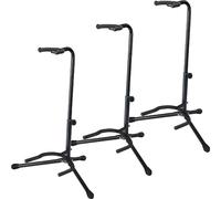 3x Rocktile GSN-01 Soportes para Guitarra con Soporte para Cuello (ajustable en altura 60-70cm, base 53 x 30 cm, también para bajo, banjo o similar) negro