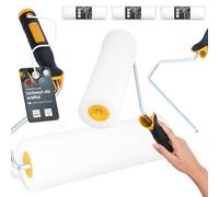 3x Rodillo Espuma 25 cm Repuesto Versátil Pintura Barniz Tinte Laca Agua Disolventes Mango Soporte Perfecto Trabajos Renovación Casa Uso Profesional