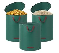 3x Sacchi per Rifiuti da Giardino 272L con Manici, Sacchi Giardinaggio Grandi, Raccogli Foglie da Giardino, Pieghevoli, Antistrappo e Impermeabili, Borsa per Trasporto Giardino, Sacchi Rifiuti Grandi