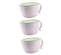 3X Tazones de Fideos para Microondas con Tapa-40 Oz Taza de Sopa de Paja de Trigo con Soporte Teléfono-Apto para Lavavajillas de Microondas,A