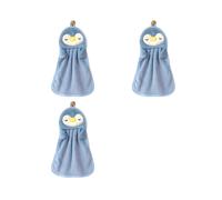 3X Toalla de Mano para Colgar, Absorbente, Toalla de Mano para Bebé, Lindo Pingüino, Pato, Suave y Agradable para la Piel para Niños, Azul
