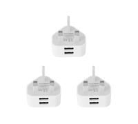 3X Universal USB UK Plug 3 Pin Wall Charger Adapter with USB Travel Charger Charging for Phone (2 Port)