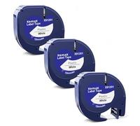 3x XemaX Cinta de Etiquetas Compatible para Letra 91201 91221 S0721610 S0721660 12mm x 4m Cinta Negro sobre Blanco Cartucho para Letra LT-100H 100T 2000 200B XR XM 80 QX-50