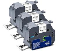 3x XemaX Compatible Cinta de Etiquetas Reemplazo para Brother TZe-261 TZ-261 AZe-261 TZc-261 36mm Negor sobre Blanco Laminado Casete para Brother PT-P900 P900W P950NW P950W 550 9500 3600