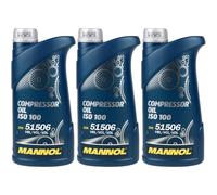 3x1 Litro Original MANNOL Aceite De Compresor ISO 100