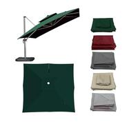 3x3m 2.5x2.5m Toldo De Recambio Para Sombrilla Voladizo Grandes Cuadrada, Cubierta De Repuesto Top Transpirable Protección UV30+ Impermeable, Jardín Patio Playa Parasol Canopy(Dark-Green,3x3m)