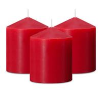 3x4 Inch Red Pillar Candles 3 Packs Unscented Smokeless Dripless Cylinder Candles for Christmas Wedding Party Home and Dinner Table 45