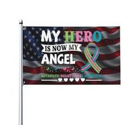 3X5Ft Bandera De Jardín Bandera De Concienciación Sobre El Cáncer De Mama Metastásico: Mi Héroe Ahora Es Mi Ángel Resistente A La Decoloración Banderas Militar Poliéster Para Vacaciones Patio