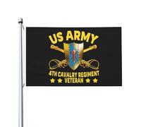 3X5Ft Bandera Decorativas Estacionales Bandera De Veterano Del 4.º Regimiento De Caballería De Ee. Uu. Colores Vivos Banderas Militar Poliéster Para Partido Vacaciones
