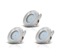 3x5W LED Focos empotrables ultrafino de baño IP44 Ø75mm I blanco cálido 3000K 400lm I profundidad 30mm I color níquel mate I Downlight