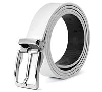 3ZHIYI Cinturón de cuero para hombre con Hebilla de pin de estilo empresarial Hebilla de plata piel genuina blanco