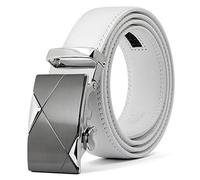 3ZHIYI Cinturón de piel para hombre, 35 mm de ancho, color blanco White-c03 cintura 43/48"