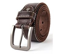 3ZHIYI Vintage Cinturón de piel de búfalo cuero 38 mm de ancho y aprox 4 mm de grueso, cinturón de los pantalones vaqueros de la prima para el ocio