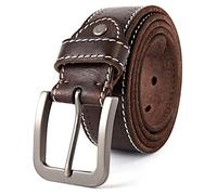 3ZHIYI Vintage Cinturón de piel de búfalo cuero 38 mm de ancho y aprox 4 mm de grueso, cinturón de los pantalones vaqueros de la prima para el ocio