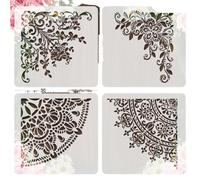 4/12 piezas grandes plantillas de mandala reutilizables PET pintura plantillas para pared, piso, muebles, tela, lona, decoración madera Decoración el hogar