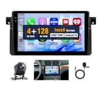 4+128G Android Radio Coche para BMW E46 1999-2005 Inalámbrico Carplay, Pantalla Táctil Incell 9 Pulgadas Android Auto/Bluetooth 5.0/GPS/FM/RDS/SWC/Cámara Trasera