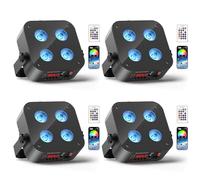 4 * 18W 6 en 1 Luz par de Batería LED, 4PCS RGBWA+UV Mini luz Fiesta Disco, Foco de Efecto de Escenario con Control Remoto/APP/2.4DMX, Recargable Adecuado Club de Cumpleaños de Fiesta de Escenario