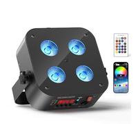 4 * 18W 6 en 1 Luz par de Batería LED, RGBWA+UV Mini Luz Fiesta Disco, Foco de Efecto de Escenario con Control Remoto/APP/Control 2.4DMX, Recargable Adecuado Club de Cumpleaños de Fiesta de Escenario
