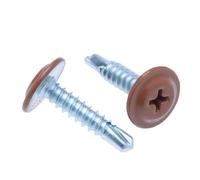 4.2 mm x 19 mm Autorroscante Multicolor, Tornillos de Montaje autoperforantes Phillips, Hilo Fino y Cabeza Plana, Recubierto de Polvo RAL8003 Clay brown, Tornillos de Acero Templado (250 pz)