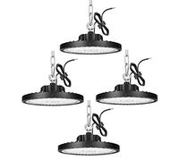 4× 200W Lámpara Alta Bahía, UFO 20000LM Foco Industrial, 6500K Blanco Frío Luces LED, IP65 Impermeable Plafon LED Techo, ángulo de haz 120° Luz LED para Garaje Taller Almacén Tienda