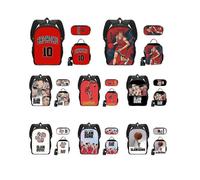 (4) 3 piezas Slam Dunk Master Anime Book Bag Mochila de poliéster de una sola capa Bolígrafo Almuerzo