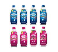 4 + 4 botellas de Aqua Rinse concentrado 0,75 l + Aqua KEM concentrado 0,78 l - Desatascador Thetford para inodoros portátiles y tanques autocaravanas