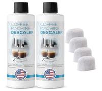 4 + 4 Máquina de café solución de descalcificación y 4 filtros - Descalcificador universal concentrado para todas las máquinas de cápsulas Keurig 1.0 y 2.0 K-Cup y máquinas de espresso