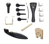 4/4 Violín Accesorios 15 Pcs Kit Completo: Puente, Cuerdas, Cordal, Barbada, Tornillos y Clavijas con 4 Sordinas de Violín - Incluye 4 Sordinas de Forma Riñón y 4 Finas
