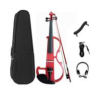 4/4 Violín eléctrico de madera maciza Violín silencioso Juego introductorio para principiantes con soporte para la barbilla Estuche para violín Cable de audio Arco Tamaño completo (Color : Red)