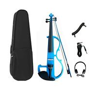 4/4 Violín eléctrico de madera maciza Violín silencioso Juego introductorio para principiantes con soporte para la barbilla Estuche para violín Cable de audio Arco Tamaño completo (Color : Blue)